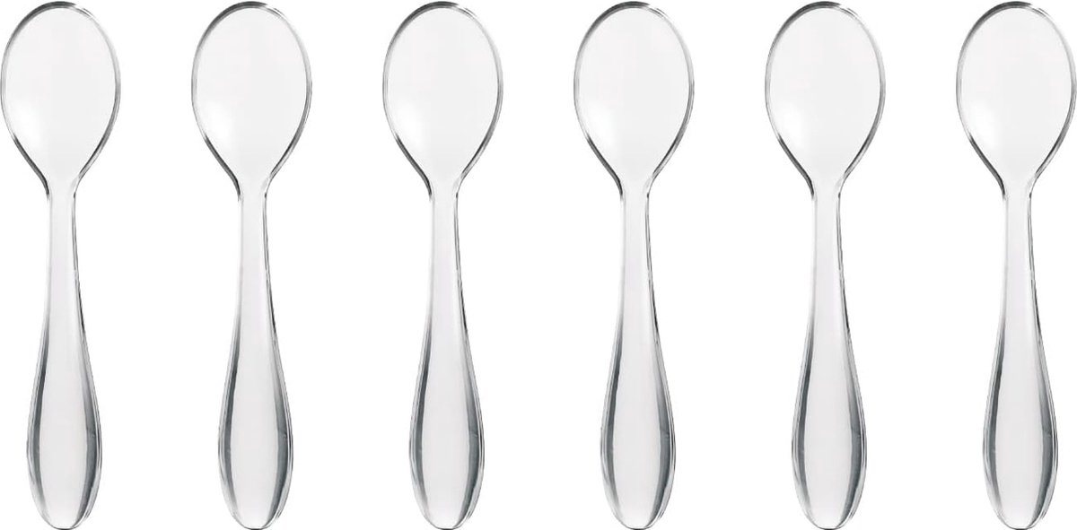 set van 6 transparante koffielepels 12 cm - transparant, 3,8 x 2,8 x 12 cm