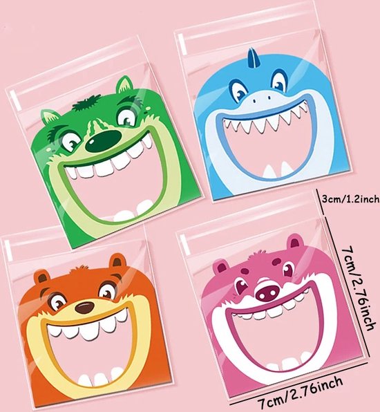 FlexJuf Tandenzakjes dieren (3 kleuren) 100 st.