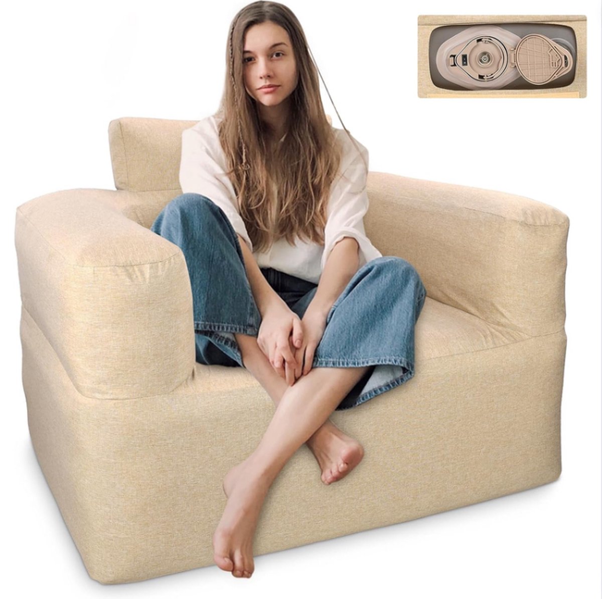 Opblaasbare Bank - Ergonomisch Ontwerp - Opblaasbare Stoel Zetel Met Ingebouwde Pomp - Opblaasbare Sofa Compact Opbergen