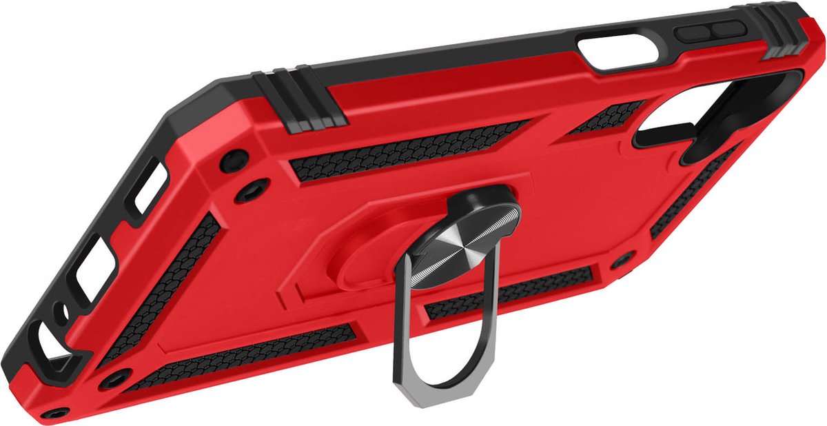 Avizar Hoes Geschikt voor Samsung Galaxy A15 5G Hybride met steunring, Rood