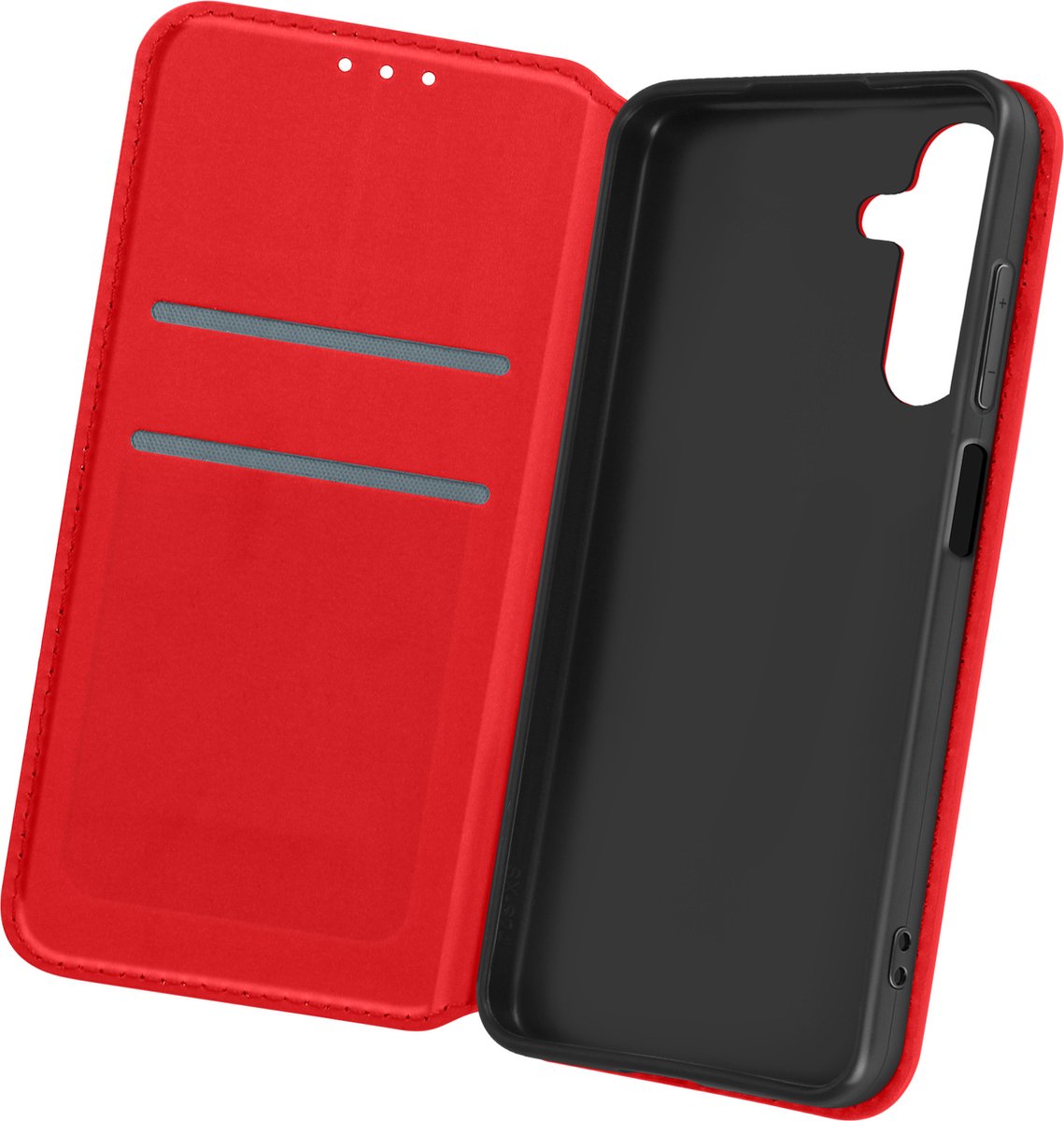 Avizar Foliohoes Geschikt voor Samsung Galaxy A15 Multifunctioneel, Rood