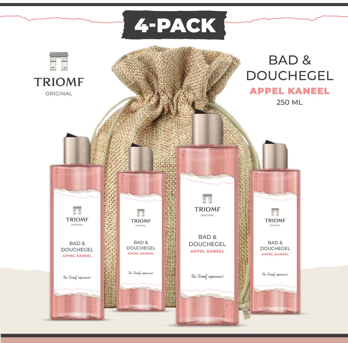 Goedkoopste Deluxe Bad & Douchegel - Appel Kaneel - 250 ML - 4-Pack