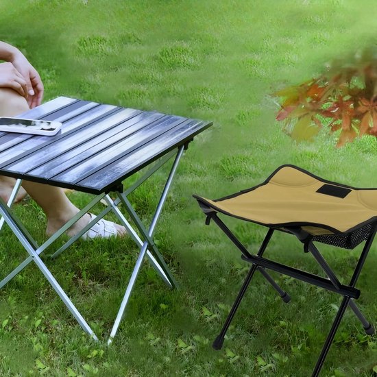 1 Stuks (Khaki)Campingstoel Voetkruk - Opvouwbare lichtgewicht kruk - Draagbare opvouwbare campingkruk - Intrekbare stoelen met - Draagtas 220LBS Campingkrukken - voor binnen of op de camping, Vissen, Wandelen, BBQ ,Reizen van Aiwoxing — afbeelding 4