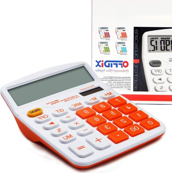 Calculatrice De Bureau DELI 12 Chiffres - Double Alimentation Solaire/piles - Grand écran LCD - 8