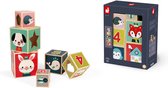 Janod Baby Forest - Houten Stapeltoren 6-Blokken Piramide - Met Schattige Illustraties - Geschikt Vanaf 1 Jaar
