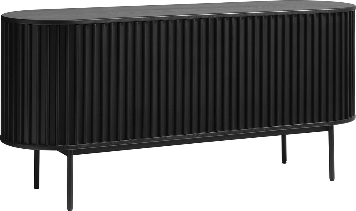 Giga Living Dressoir Siena - eikenfineer zwart - 160x45x73 cm - 2 deuren - 1 lade Zwart Zwart