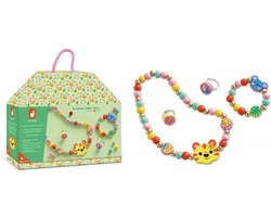 Janod Les Premiers Ateliers Bijoux - Secret Jungle - 4 Houten Sieraden Om Te Maken - De Eerste Workshop Sieraden Maken Voor Kinderen Vanaf 4 jaar - Het Doosje Verandert In Een Tasje Om Je Sieraden In Op Te Bergen! - Geschikt Vanaf 4 Jaar