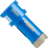 Blauwe Qerato diamantboor van 20mm met diamantcoating aan de snijkant.
