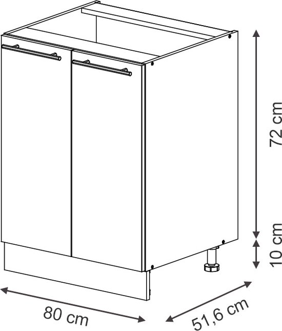 Vicco Countertop Block Fame- Line, Bleu foncé brillant/Anthracite, 80 cm avec étagère, sans plan de travail