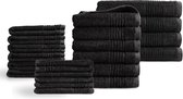 PHLOX Set de Serviettes 22 pièces - Supreme Collection - OEKO-TEX Made in Green - coton doux 600 g/ m2 - noir
