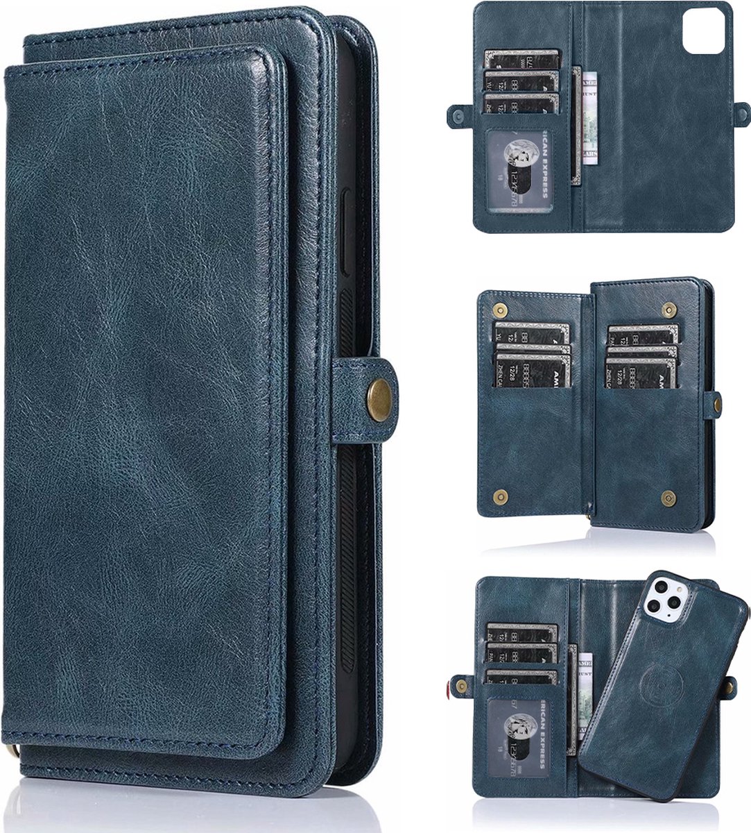 Hoesje geschikt voor iPhone 14 - Bookcase - Afneembaar 2 in 1 - Backcover - Pasjeshouder - Portemonnee - Kunstleer - Blauw