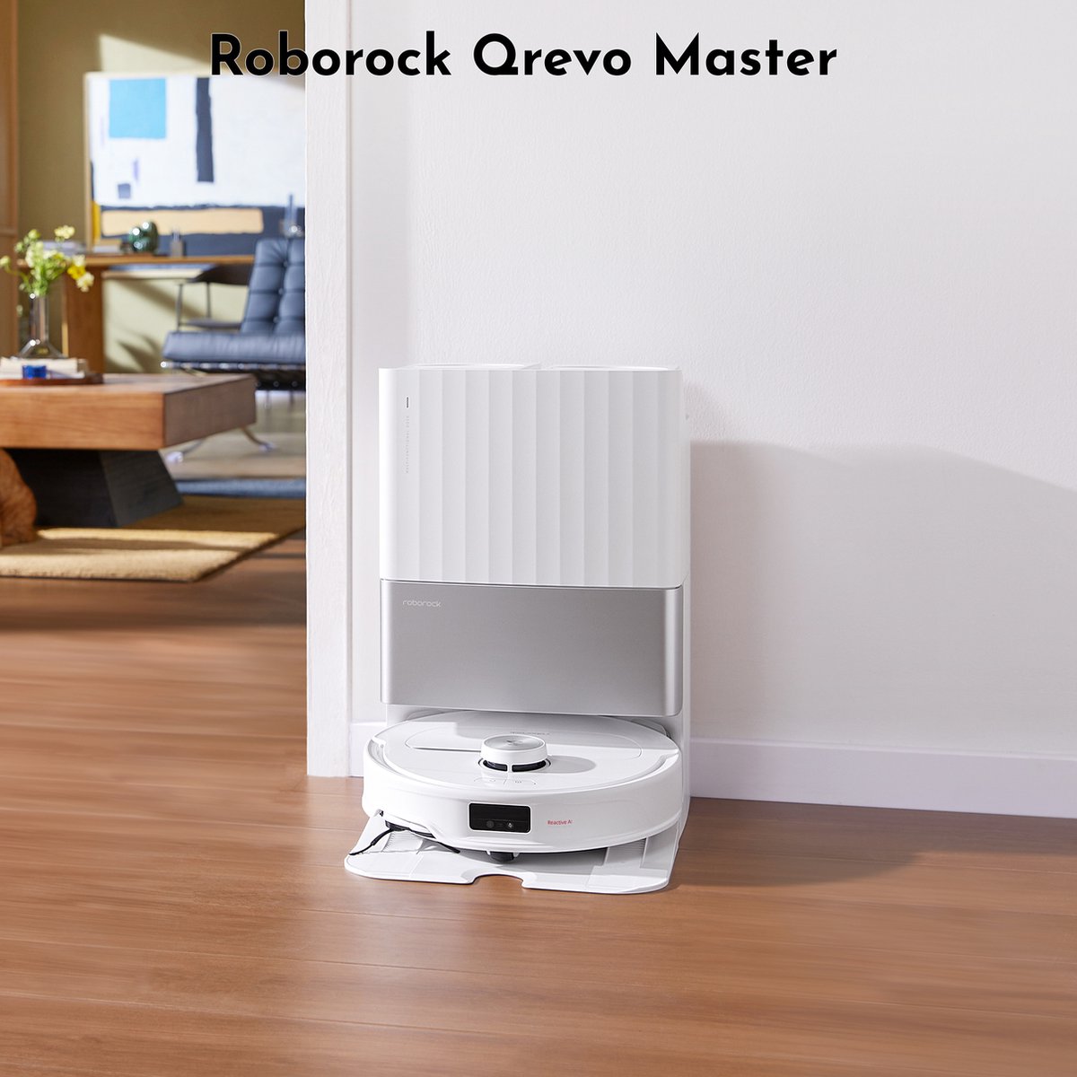Afbeelding 2 van Roborock Q revo Master Robotstofzuiger, FlexiArm Ontwerp, Zelfstoffend, Stofzuigen en Dweilen 10000 Pa, Hete Lucht Drogen, DuoRoller Borstel, HyperForce, Reactive Al, Wit