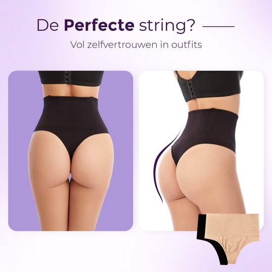 String correcteur taille haute pour Femme - string correcteur - Zwart - Taille S - Ultra doux - sous-vêtements correcteurs femme - Sous-vêtements sans couture femme - Sous-vêtements sans couture femme - String correcteur