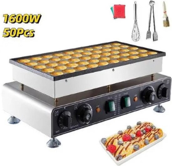 Foto: Professionele poffertjespan poffertjes pan poffertjes wafel bak machine 1600w wafelijzer pannenkoeken