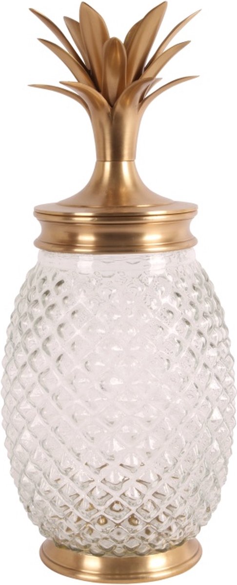 Baroque - Decoratieve schaal - Tafelgerei glazen pot met deksel 43 cm - 43x18x18 - Brass