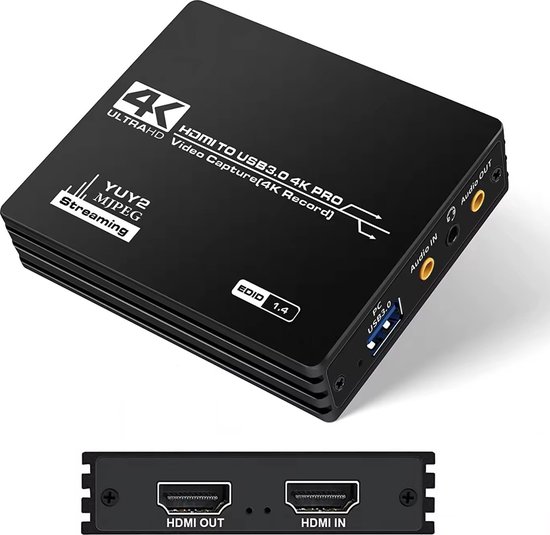 SVH Company HDMI Capture Card – 4K input 60fps – 1080p output – USB – Streaming en opname