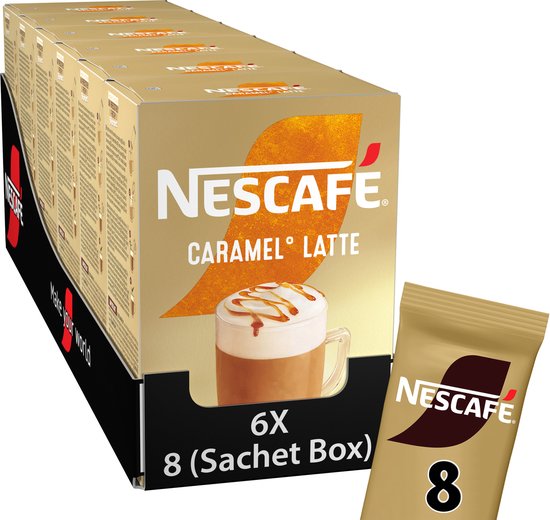 Foto: Nescaf gold caramel latte oploskoffie 6 doosjes 8 zakjes