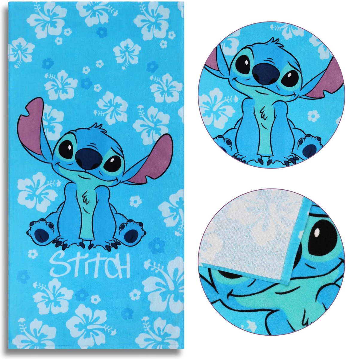 DISNEY Stitch Katoenen Handdoek, Kinderhanddoek SNELDROGEND 70x140 cm