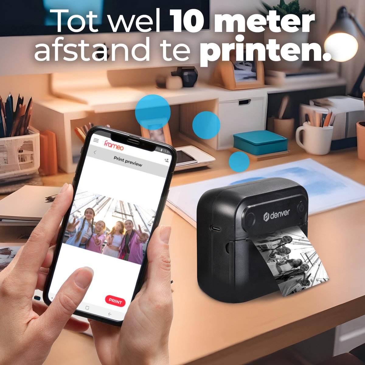 Denver Mini Pocket Printer - Sticker Printer - Thermisch Papier - Bluetooth - Mobiele Fotoprinter - MBP32B — afbeelding 4