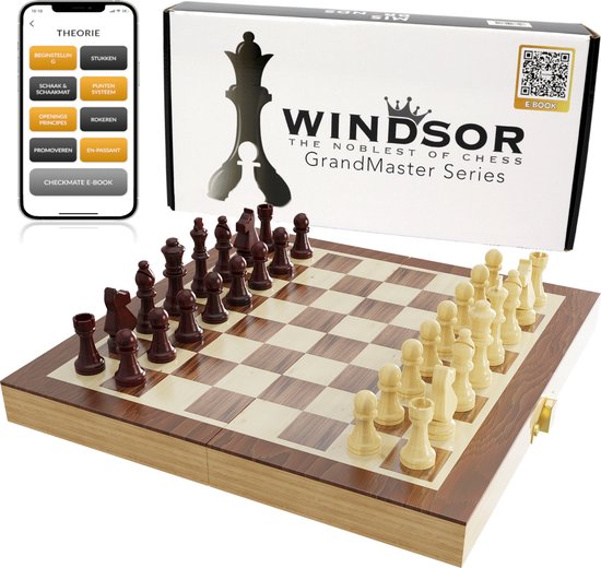 Foto: Windsor schaakbord met schaakstukken 30 cm schaakbord schaakset magnetisch schaakspel hout