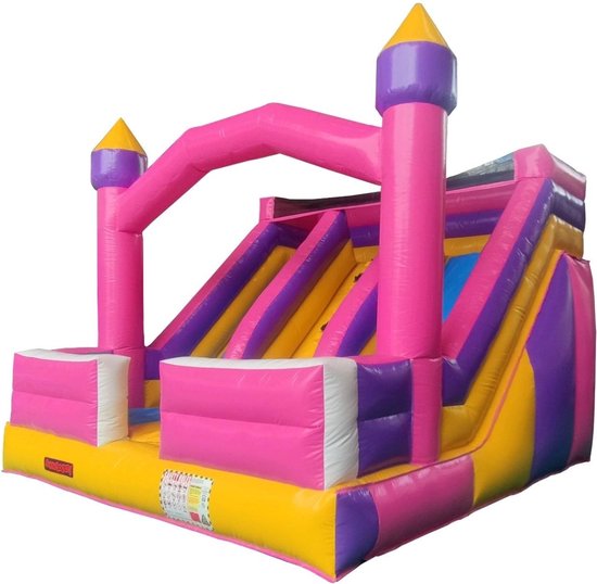 Foto: Avyna double slide and fun girls professioneel springkussen pvc geschikt voor 4 personen 450 x 450 x 400 cm