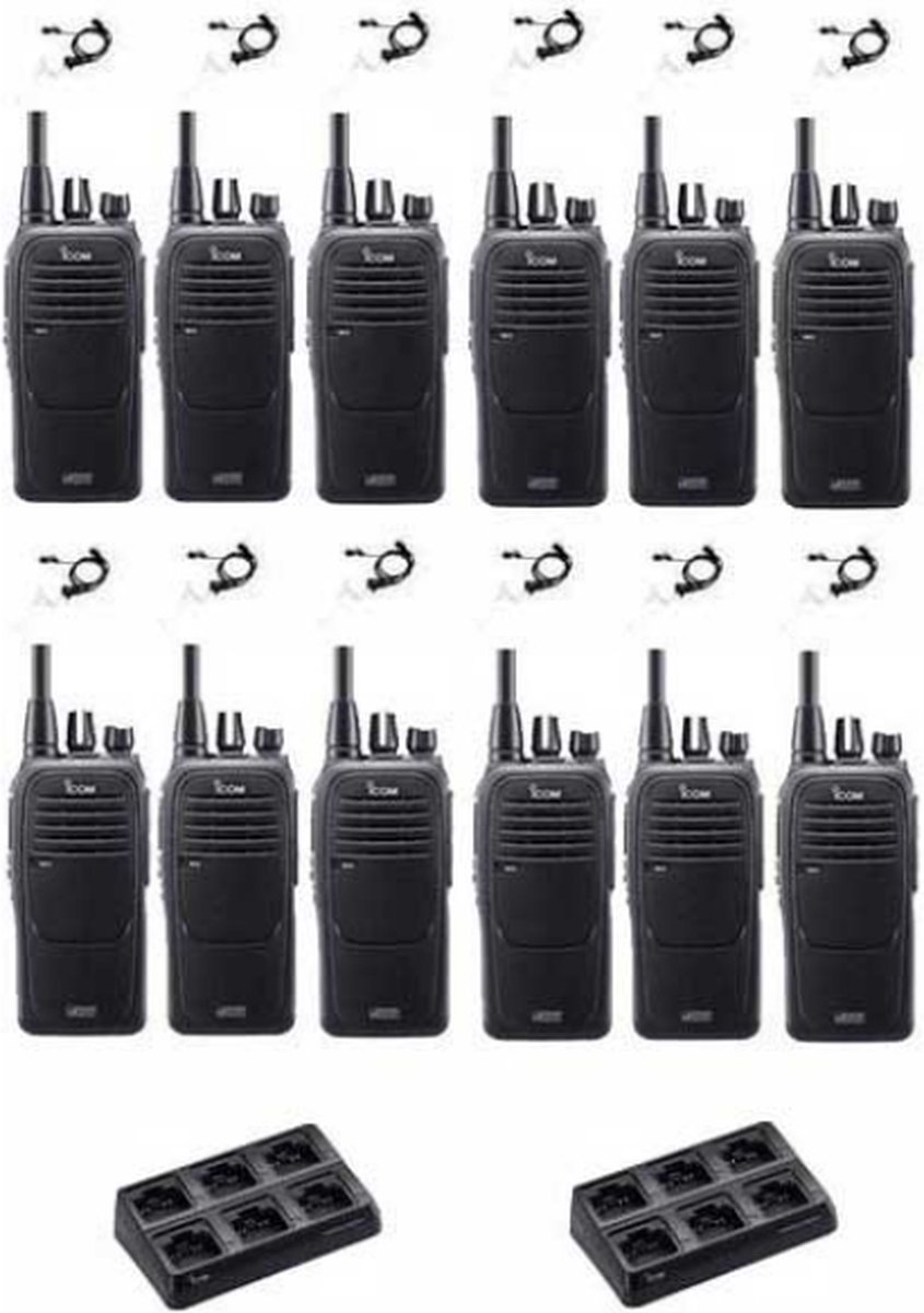 Set van 12 Icom IC-F29DR3 Digitaal met beveiliging headsets en multilader