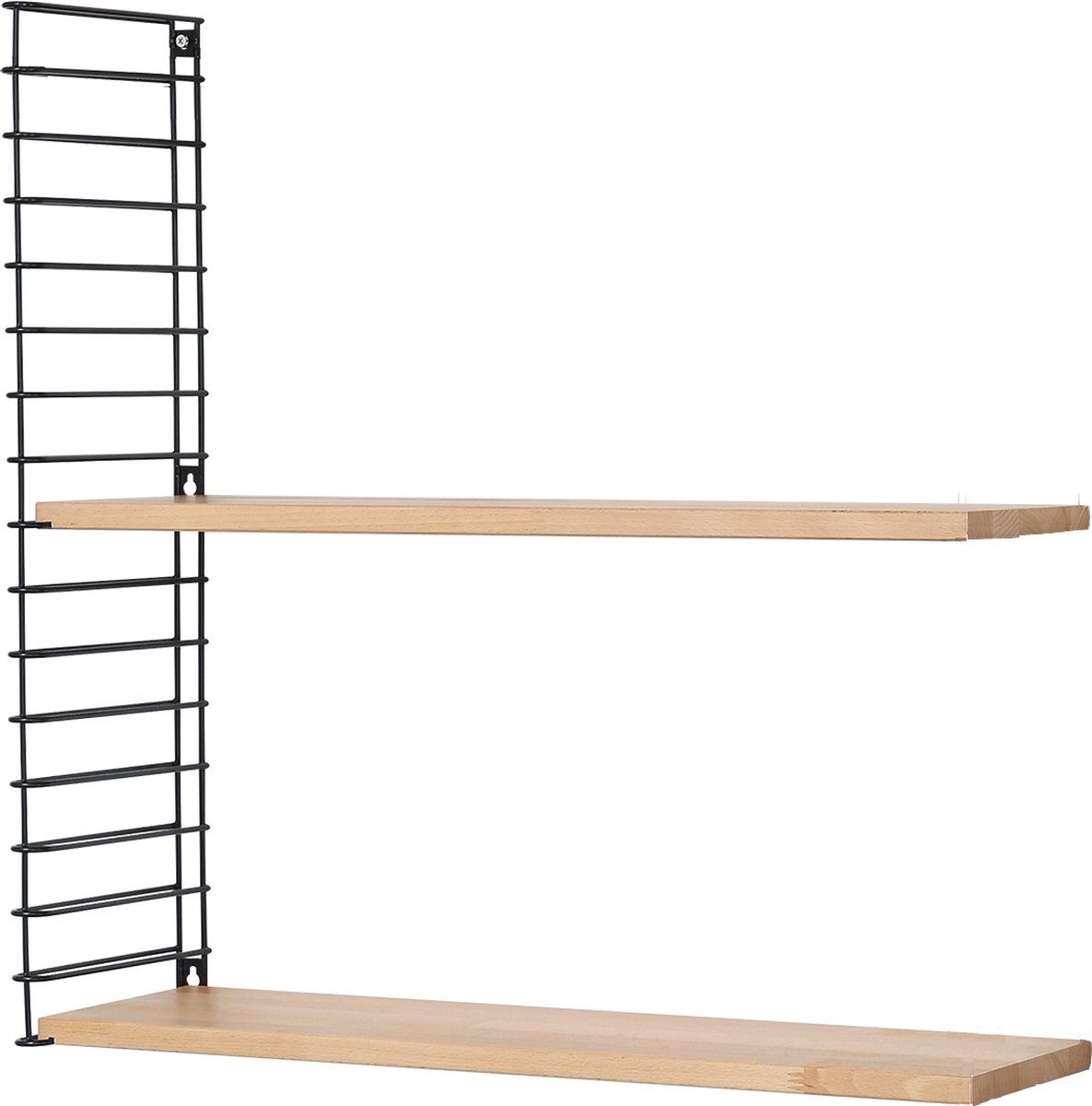 Tomado - Uitbreidingsset - 2 x Houten plank + 1 x Zijkant zwart - Geschikt voor houten wandrek Tomado