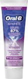 Tube Oral-B 3D White Vitalize tandpasta, klinisch bewezen formule voor wittere tanden, frisse pepermunt smaak.