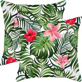 liveonce® 2x Housses de coussin de jardin Honolulu 45x45cm - housses de coussin d'extérieur - housses de coussin décoratives résistantes à l'eau et aux UV - haute qualité - 91gr.