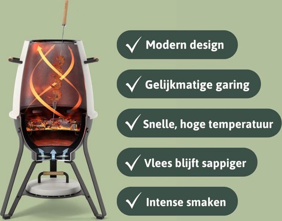 Kandu Cooking 41 kooksysteem - Flame Red - Vertical Cooking barbecue - Ø58 x H95 cm van Kandu Cooking — afbeelding 3