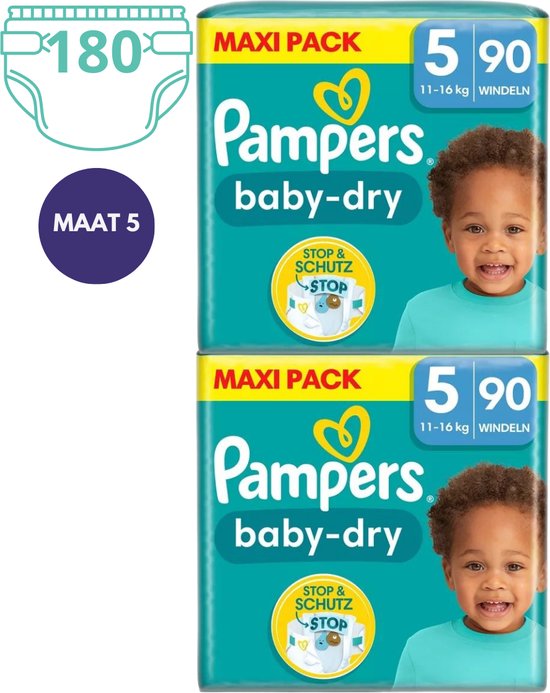 Foto: Pampers baby dry maat 5 180 luiers maandbox