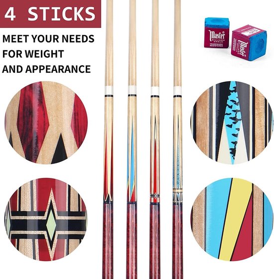 Pool Cues Set van 2 - 58" AKLOT Cue Sticks - Volwassen Canadese esdoornhout keuen - Stok Pool Keuen - 18 19 20 21 oz. — afbeelding 5