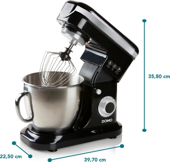 DOMO DO1023KR Keukenrobot - Keukenmachine - 6L RVS Mengkom - 1200W - Zwart van Domo — afbeelding 3