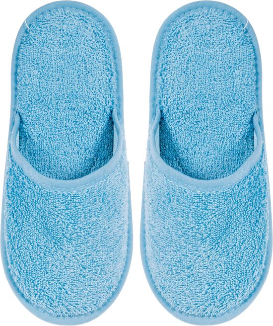 Chaussons de bain Terry Uni Pure avec semelle Bleu clair Taille 43-1 Paire