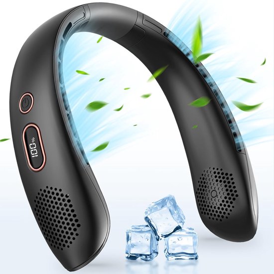 KENSUKA Nekventilator NF3, Draagbare Airconditioner nek ventilator met 4000mAh USB Oplaadbare Batterij, 3-Snelheid Verstelbaar, 180°Buigbaar voor Sport, Woon-werkverkeer, Reizen