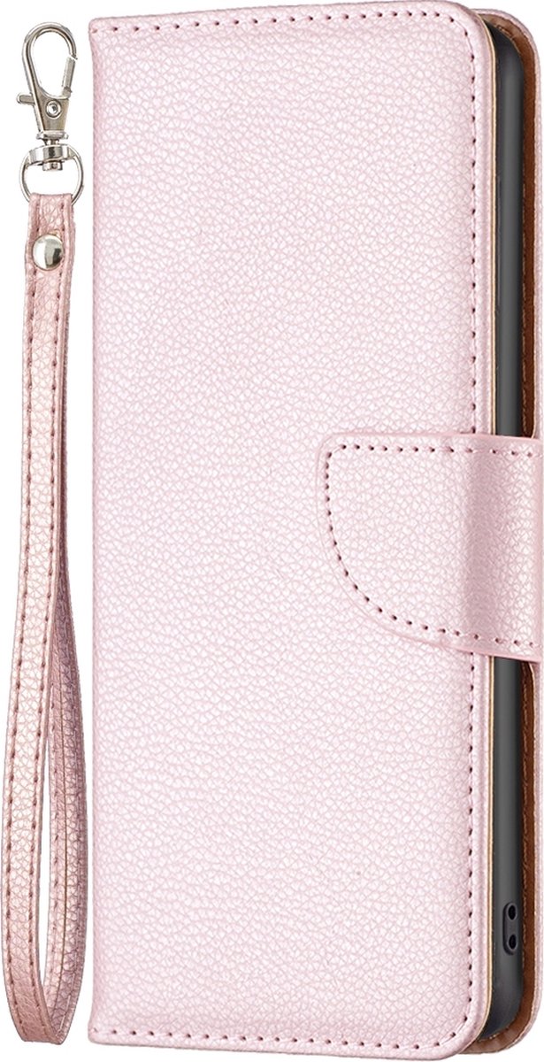 Mobigear Telefoonhoesje geschikt voor Apple iPhone 16 Pro Hoesje | Mobigear Excellent Bookcase Portemonnee | Pasjeshouder voor 2 Pasjes | Telefoonhoesje voor Pinpas / OV Kaart / Rijbewijs - Roségoud