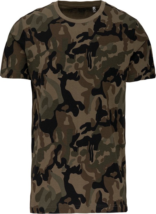 T-shirt camouflage Homme Vert, Manches Courtes, Taille XL, K3030