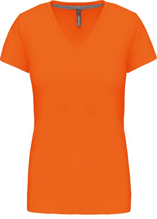 Kariban Dames T-shirt V-hals Korte Mouwen K381 - orange - 3XL