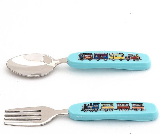 Treinen kinder melamine servies (vakjesbord met bestek) - Tyrrell Katz — afbeelding 5