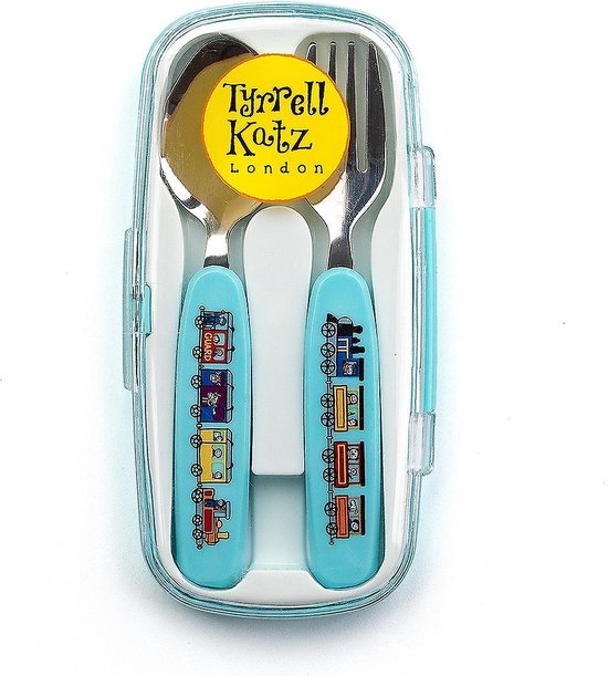 Treinen kinder melamine servies (vakjesbord met bestek) - Tyrrell Katz — afbeelding 3