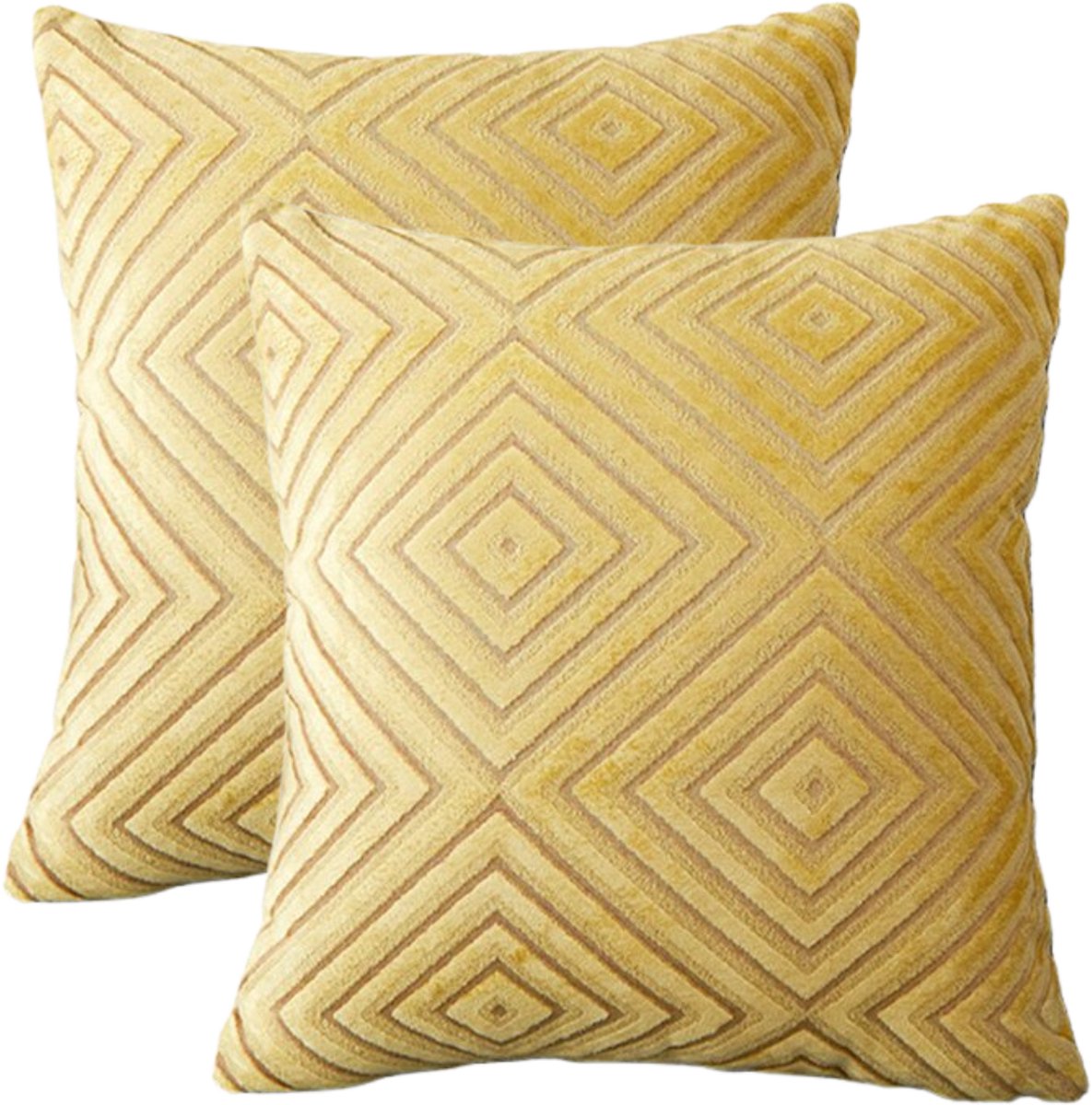 2x Liveonce kussenhoes Harper geel ruit 45x45cm interieur kussenhoes