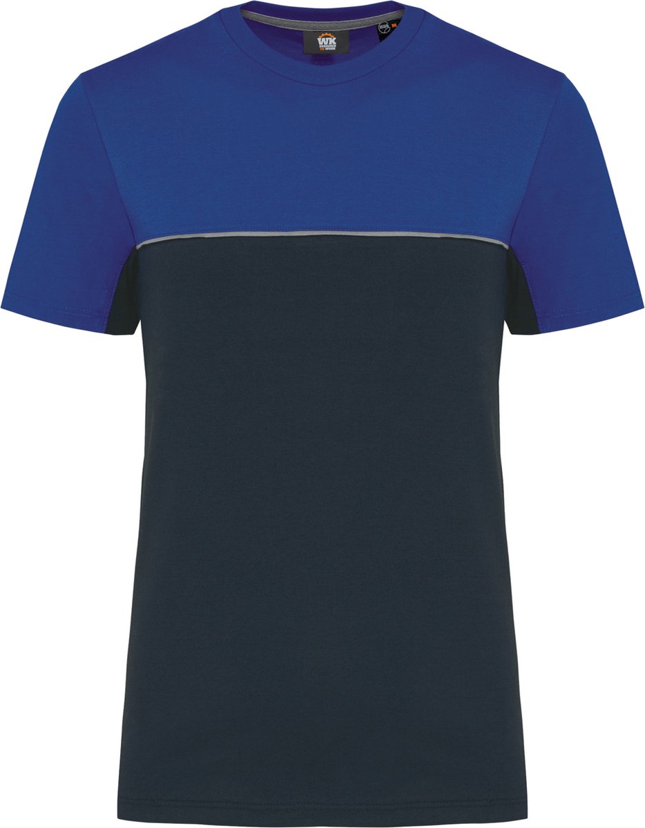 WK. Designed To Work Ecologisch tweekleurig uniseks T-shirt met korte mouwen WK304 - Navy / Royal Blue - 5XL