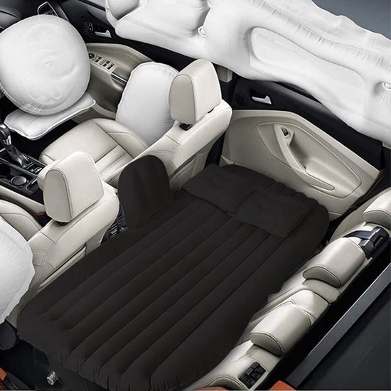 Luchtbed voor in de auto - Zwart - Opblaasbaar autobed - Bed voor de achterbank - 12V elektrische luchtpomp - 3 Adapters - Comfortabel camping slaapmatras - Matras voor onderweg - Luchtmatras - Snel oppompen en leeglopen van TravelMore — afbeelding 2