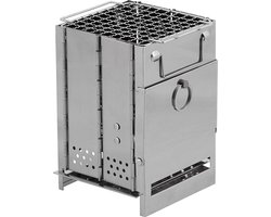 Fox outdoor Rocket Stove - Buitenkachel - RVS - opvouwbaar met grill - mini - ca. 21 x 14 x 14 cm (H x B x D)