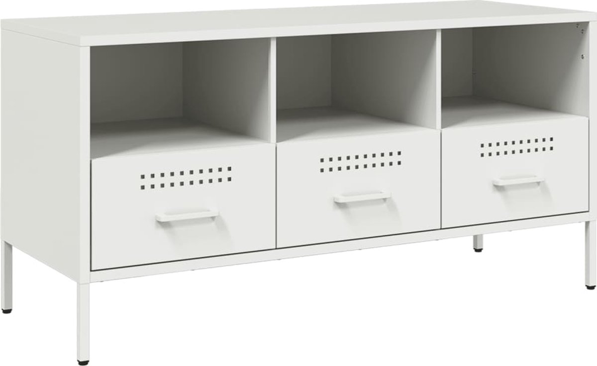vidaXL - Tv-meubel - 100,5x39x50,5 - cm - staal - wit