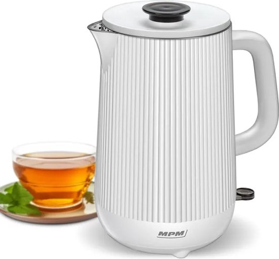 MPM - Stille Dubbelwandige RVS Waterkoker - 1,7 Liter - 1800W - Coolwall Wit