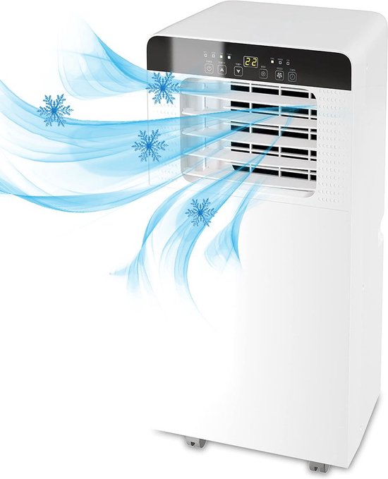 Draagbare mini-airconditioning, 4-in-1, mini-ventilator met waterkoeler, stil, ventilator, verdamping zonder slang, oplaadbaar, luchtbevochtiger type C met timer (wit