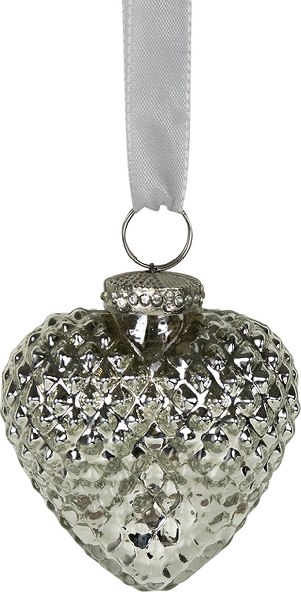decoratie hart zilver 8cm