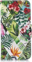 Shop4 - Huawei P Smart 2019 Hoesje - Wallet Case Bladeren en Bloemen