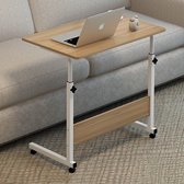 Ceruzo Laptoptafel - Verrijdbaar Bedtafel - Verstelbaar in Hoogte 80cm-Thuiskantoor -60x40cm-Houtlook
